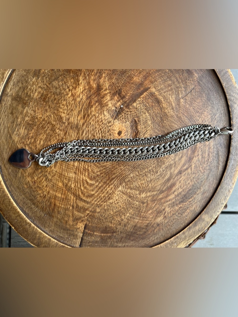 Silver Heart Charm Multi-Chain Bracelet - Silver - Picture 6 of 6